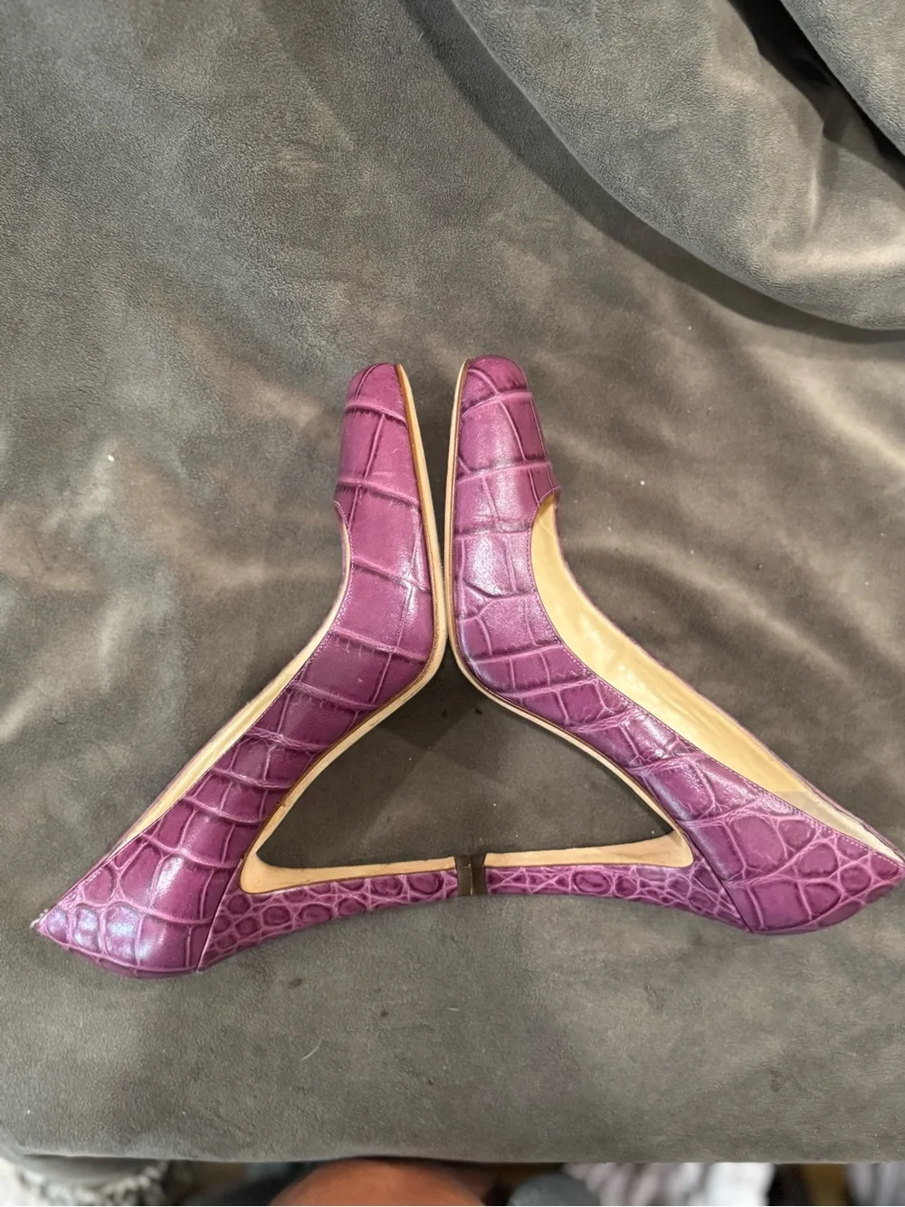 Kate Spade Purple Croc-Embossed Leather High Heel Pumps